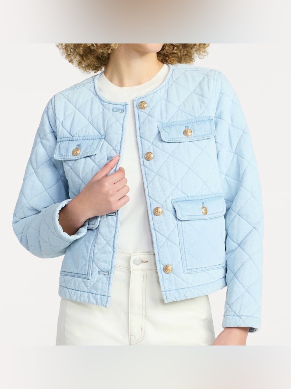 Time and Tru Women Quilted Cotton Jacket (Size: L)